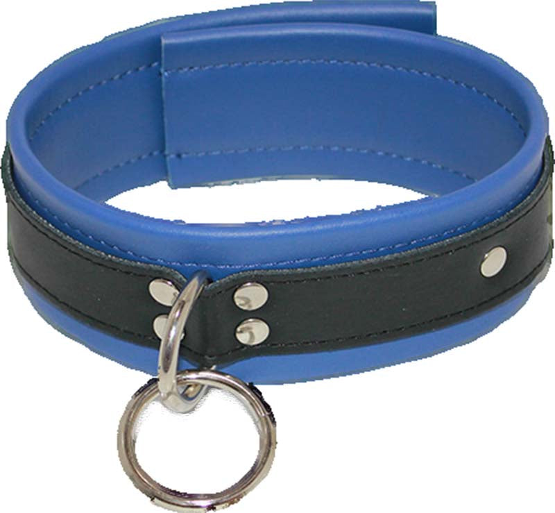 Dominance Blue Leather Lust Collar with O-Ring Collars and Leads