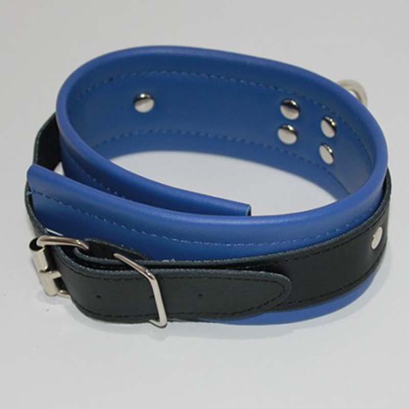 Dominance Blue Leather Lust Collar with O-Ring Collars and Leads