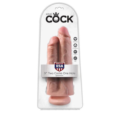 King Cock Two Cocks One Hole Realistic Double Dildo Flesh - Double Ender