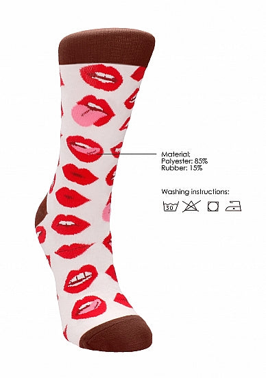 Shots Toys Lip Love Print Premium Sexy Socks - Party Gifts and Novelties