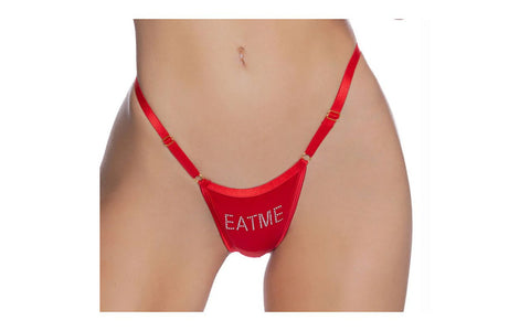 Playboy Lingerie Crotchless Eat Me Bling Thong OS - G-Strings, Panties and Shorts