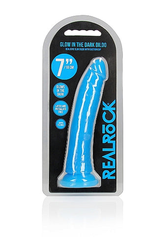Shots Toys 7 Inch Slim Glow in the Dark Neon Dildo - Realistic Dildos