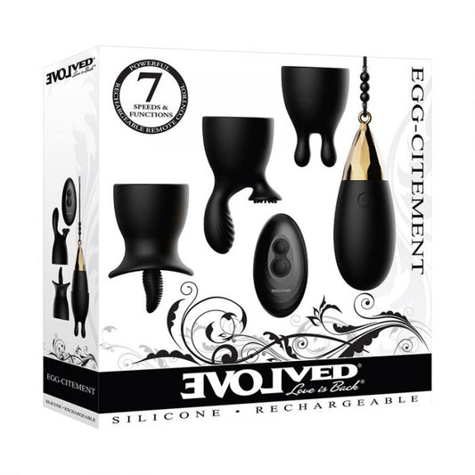 Evolved Egg Citment USB Rechargeable Love Egg with 3 Sleeves & Wireless Remote Love Eggs and Kegel Exercisers
