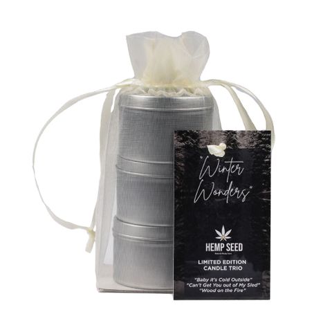 Earthly Body Hemp Seed Winter Wonders Mini Scented Massage Candle Trio 3 Pack - Sex Pheromones and Perfumes