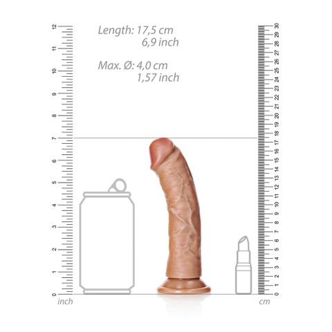 Shots Toys REALROCK Realistic Regular Curved Dong with Suction Cup Tan - Realistic Dildos