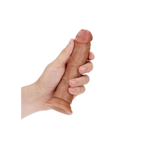 Shots Toys REALROCK Realistic Regular Curved Dong with Suction Cup Tan - Realistic Dildos