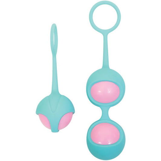 Adam and Eve Eves 2 Piece Kegel Training Set Teal/Pink Love Eggs and Kegel Exercisers