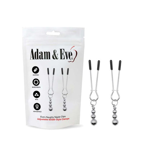 Adam and Eve 2 Piece Naughty Nipple Clips Set - Nipple and Clit Clamps