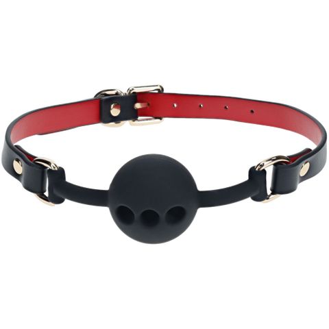 Shots Toys OUCH Milan Collection Breathable Silicone Ball Gag Black / Red Bondage Gags and Bits