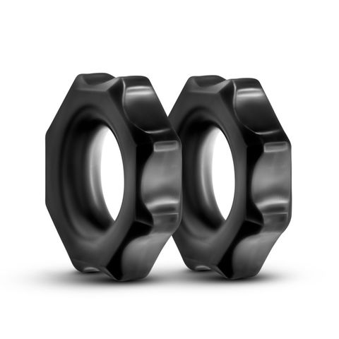 Blush Novelties Stay Hard Nutz Cock Ring Set 2 Piece Black - Stretchy Cock Rings
