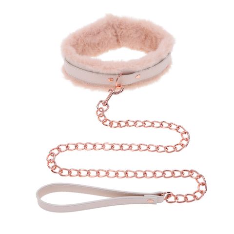 Sportsheets Sex & Mischief Peaches N CreaMe Fur Collar & Leash Collars and Leads