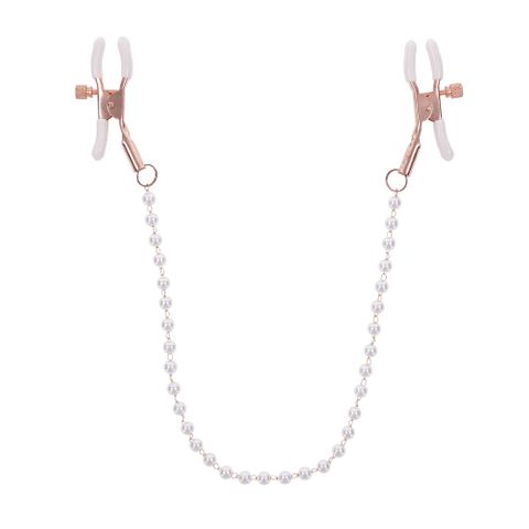 Sportsheets Sex & Mischief Peaches N CreaMe Pearl Nipple Clamps - Nipple and Clit Clamps