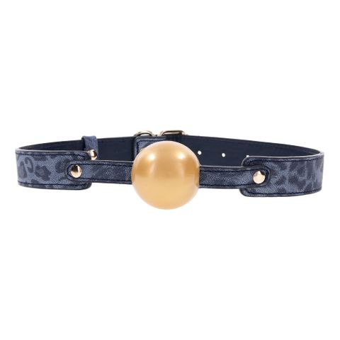 Sportsheets Sex & Mischief Cougar BDSM Play Ball Gag Navy Blue / Gold Bondage Gags and Bits