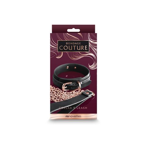 NS Novelties Bondage Couture Collar & Leash Black Collars and Leads