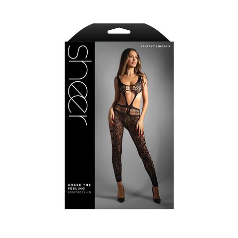 Fantasy Lingerie Sheer Fantasy Chase The Feeling Body Stockings Black - Body Stockings