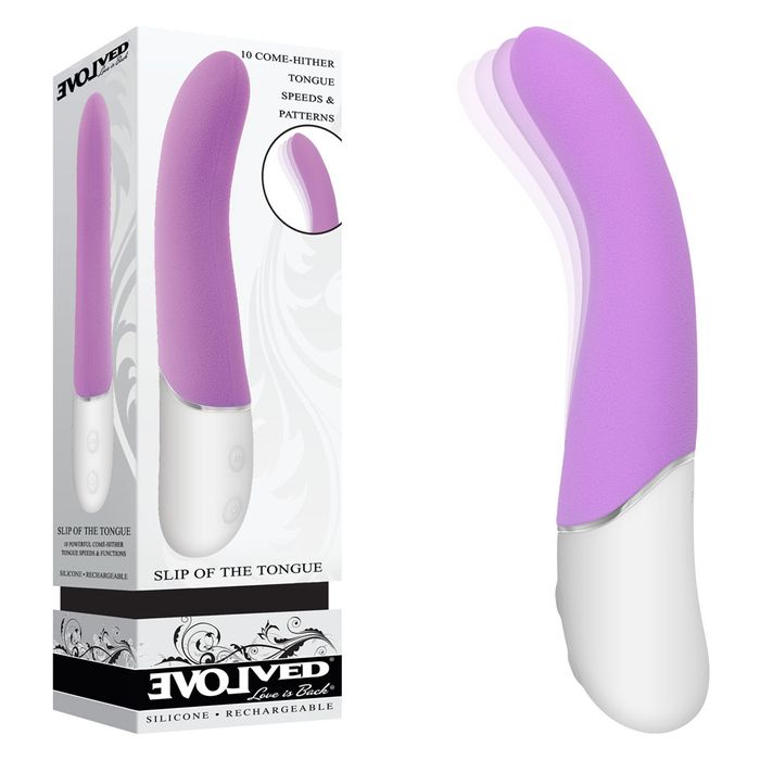 Evolved SLIP OF THE TONGUE Vibrating Flicking Tongue Massager Purple Finger and Tongue Vibrators