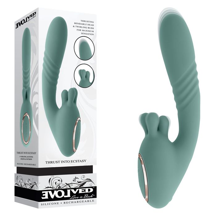 Evolved THRUST INTO ECSTASY Thrusting and Rotating G Spot Vibrator Green G-Spot Vibrators