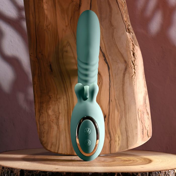 Evolved THRUST INTO ECSTASY Thrusting and Rotating G Spot Vibrator Green G-Spot Vibrators