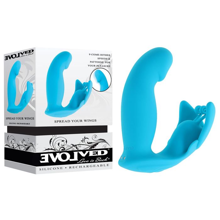 Evolved SPREAD YOUR WINGS Wearable Butterfly Vibrator Blue Personal Massagers