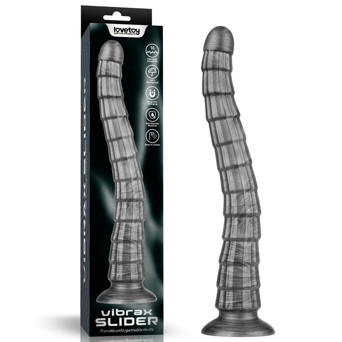 Lovetoy Vibrax Slider King Sized Rechargeable Vibrating Dildo 36.8cm Grey Vibrating Dildos