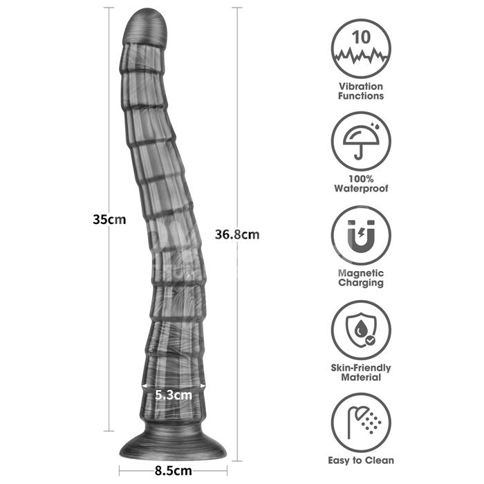 Lovetoy Vibrax Slider King Sized Rechargeable Vibrating Dildo 36.8cm Grey Vibrating Dildos