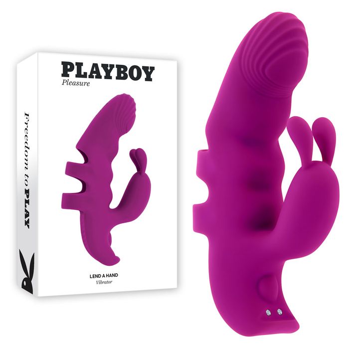 Playboy Pleasure LEND A HAND USB Rechargeable Finger Vibrator Purple Finger and Tongue Vibrators