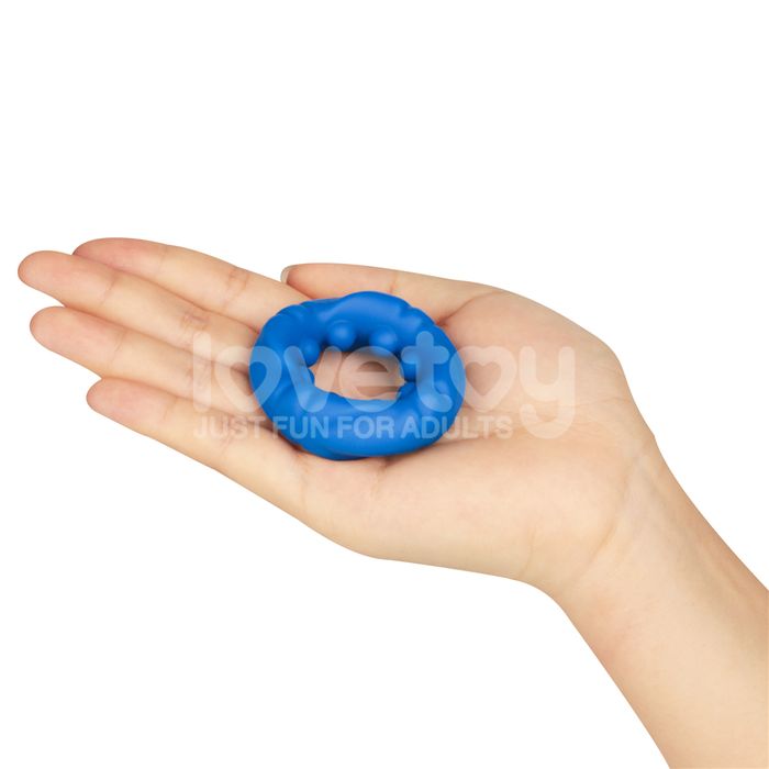 Lovetoy Pinnacle Pro Ridge Bump Stretcher Mens Cock Ring Blue Stretchy Cock Rings
