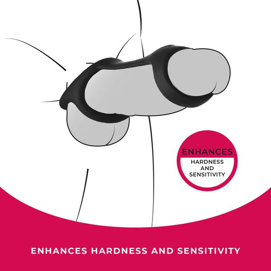 Excellent Power Strap The Balls Silicone Cock Strap with Ball Stretcher Black - Ball and Cock Toys