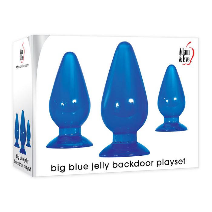 Adam And Eve Big Blue Jelly Backdoor Butt Plug Playset 3 Sizes Butt Plugs