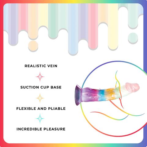 Excellent Power Jellido Multi Coloured 16.5 cm Suction Cup Realistic Dildo - Realistic Dildos