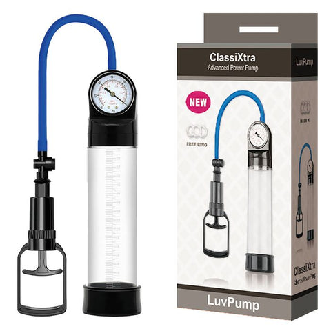 LuvPump ClassiXtra Advanced Power Penis Pump With Pressure Gauge Clear - Penis Pumps And Stretchers