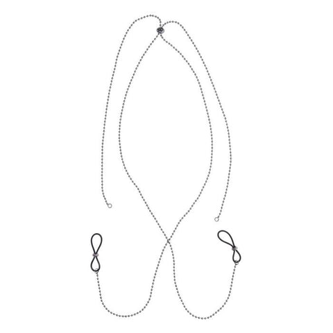 Sportsheets S&M Exs & Ohs Body Jewelry Metal Chain with Nipple Ties - Collars and Leads