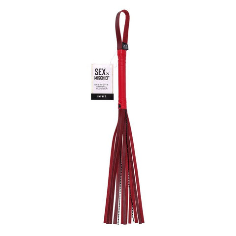Sportsheets S&M Exs & Ohs Crystal BDSM Flogger Whip Red - Whips And Crops