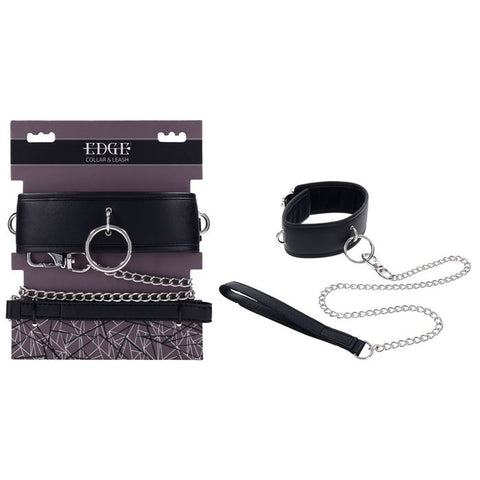 Sportsheets EDGE Black Neck Restraint with Heavy Duty Metal Leash - Collars and Leads