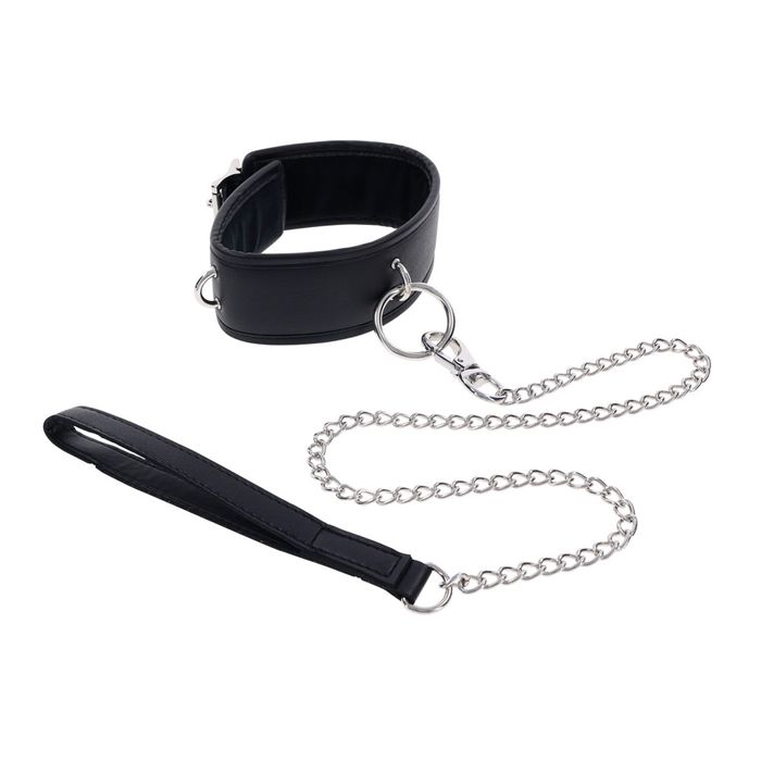 Sportsheets EDGE Black Neck Restraint with Heavy Duty Metal Leash Collars and Leads