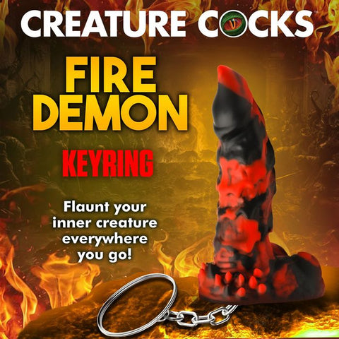 XR Brands Creature Cocks Fire Demon Fantasy Dildo Keyring - Party Gifts and Novelties