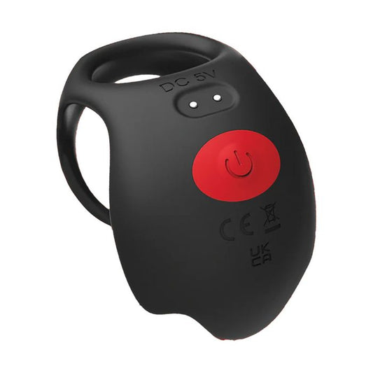Icon Brands Red Dot V3 Rechargeable Cock and Ball Ring Black - Vibrating Cock Rings