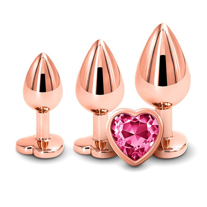 Adam & Eve Rose Gold Heart Shape Metal Butt Plug Set Butt Plugs