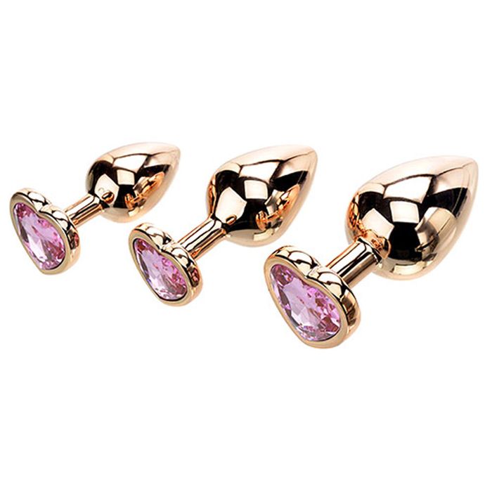 Adam & Eve Rose Gold Heart Shape Metal Butt Plug Set Butt Plugs