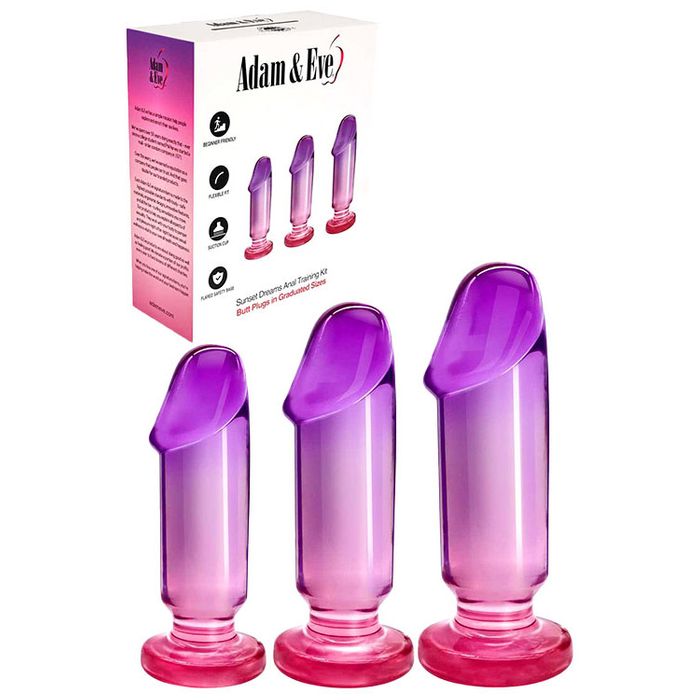 Adam & Eve SUNSET DREAMS Anal Training Kit Pink/Purple Butt Plugs
