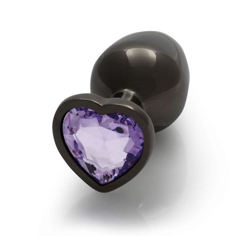 Shots Toys OUCH Heart Gem Base Gunmetal Butt Plug Medium Butt Plugs