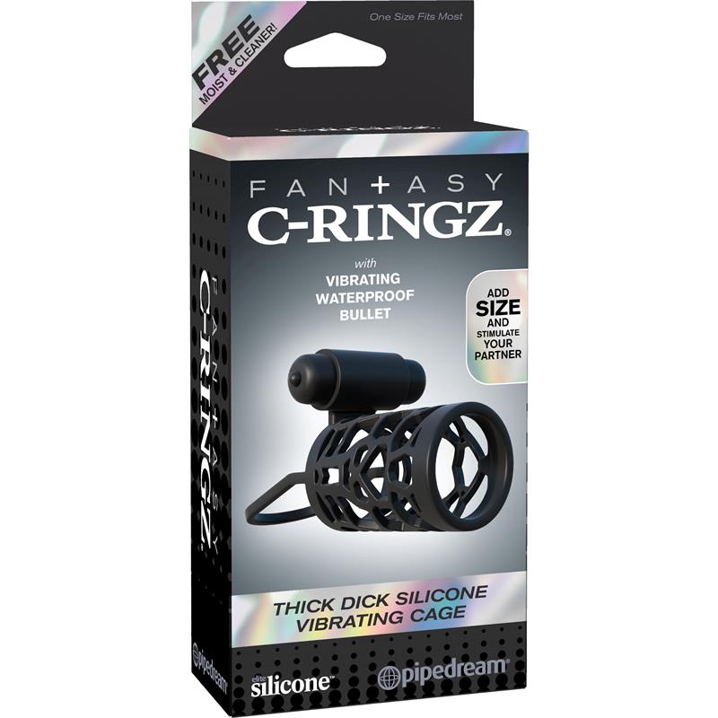 Pipedream Fantasy C-Ringz Thick Dick Silicone Vibrating Cage Vibrating Cock Rings