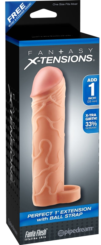 Fantasy Xtensions Perfect Extension w/ Ball Strap Flesh Penis Sleeves and Extenders