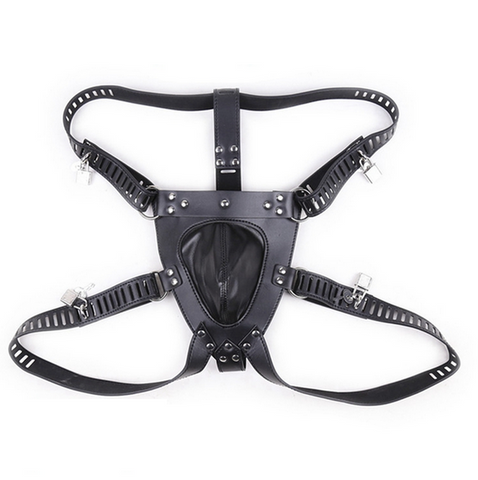 Faux Leather Male Chastity Pants - His Fetish