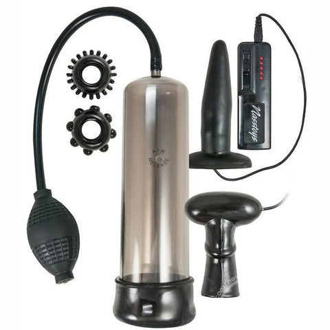 COMMANDER Premium Vibrating Penis Pump & Pleasure Kit - Penis Pumps And Stretchers