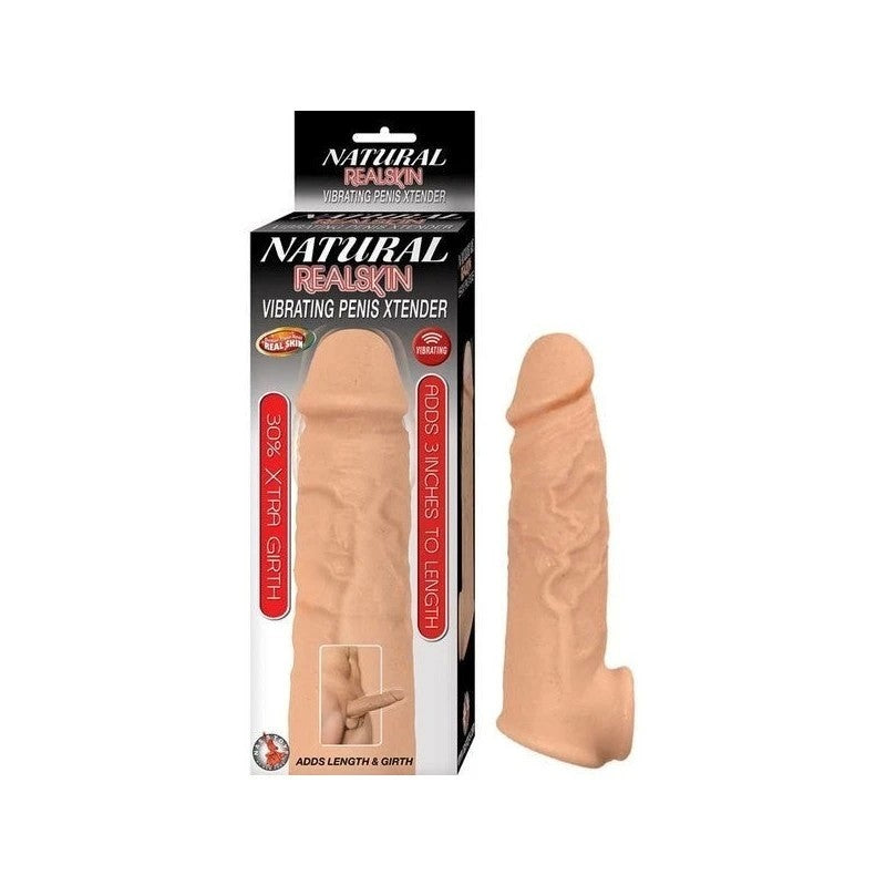 NATURAL REALSKIN Vibrating Penis Enlarger - Boost Length and Girth Pumps, Extenders and Sleeves