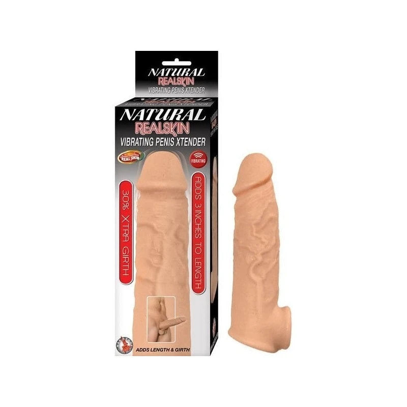 NATURAL REALSKIN Vibrating Penis Enlarger - Boost Length and Girth Pumps, Extenders and Sleeves