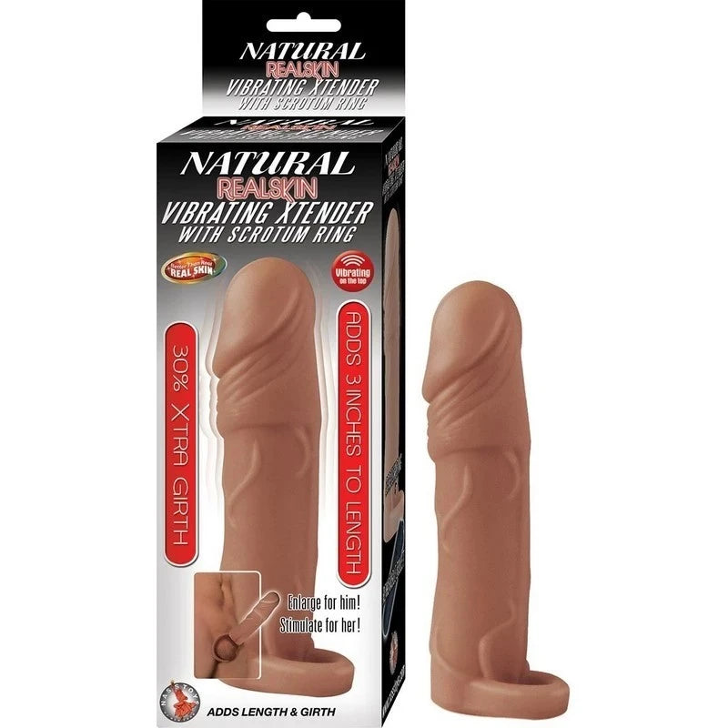 NATURAL REALSKIN Vibrating Penis Enlarger - Enhance Pleasure Pumps, Extenders and Sleeves