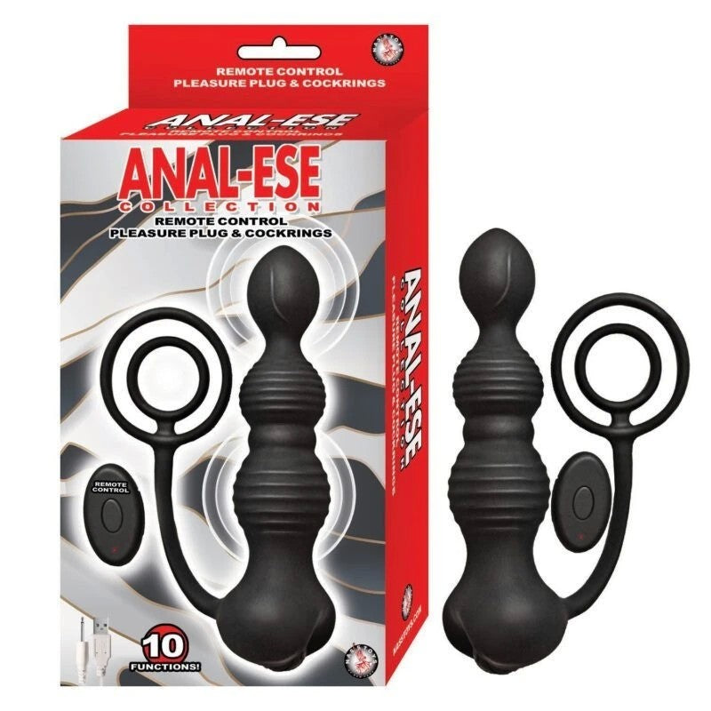 Nasstoys Anal-Ese Remote Control Vibrating Pleasure Plug and C-Rings Prostate Toys