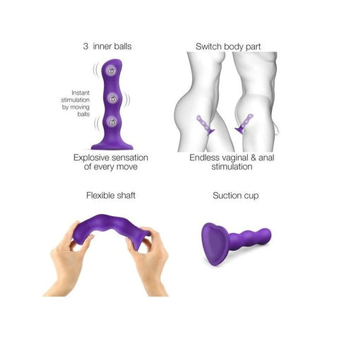 Euphoric Enchantment - Strap-On-Me Silicone Dildo Plug with Rotating Geisha Balls - Anal Dildos